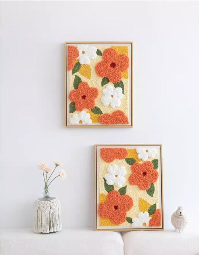 Home Embroidery Wall Art Material Kit, Poke and Stick Embroidery，Free Tutorial