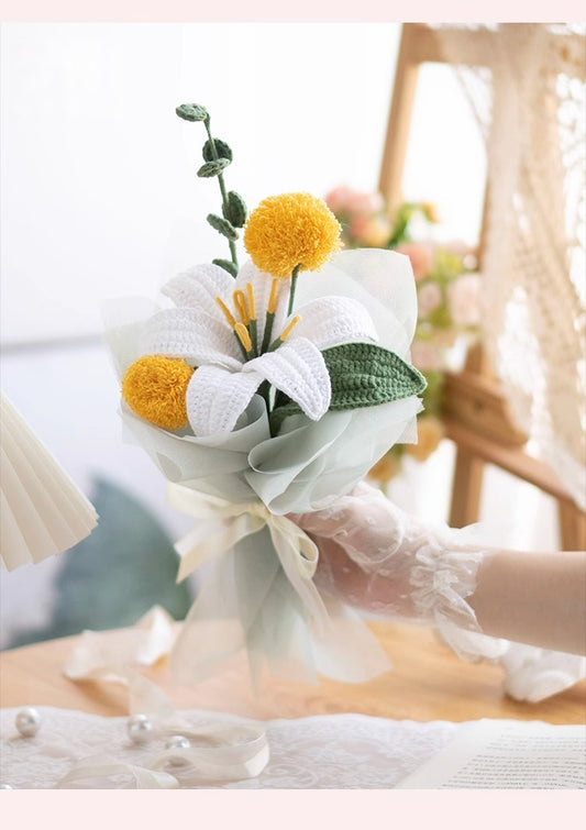 Flower bouquet diy handmade knitting material kit.crochet flower