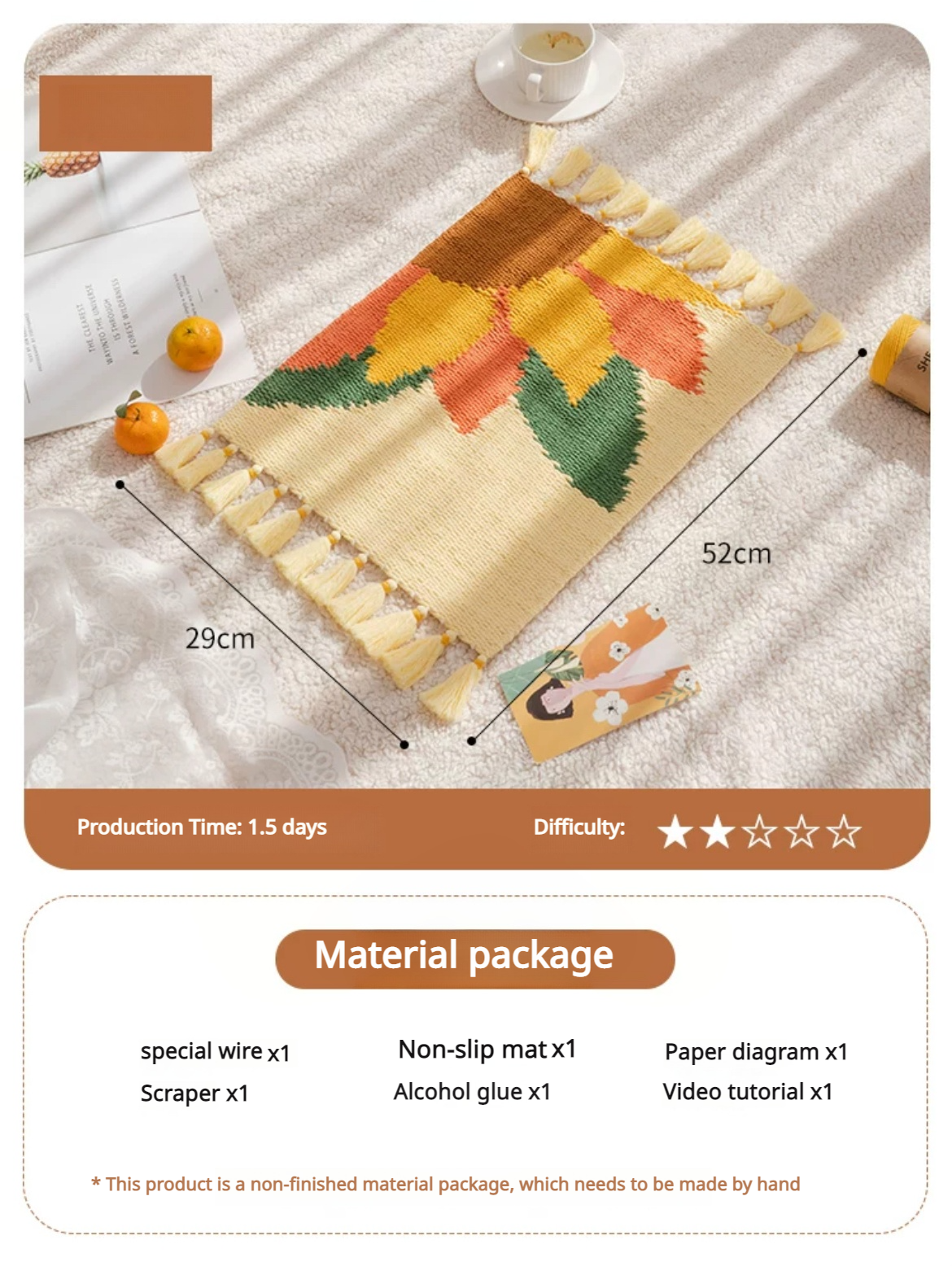 Sac de matériel de bricolage fait main de coussin tissé de tournesol